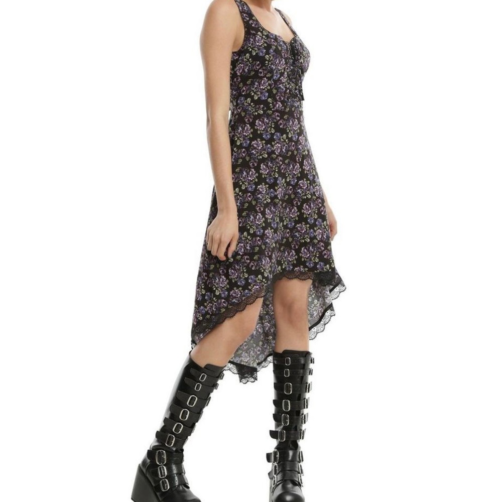 Vintage Purple Rose Hi-Low Hem Dress